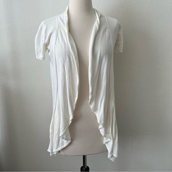 Nordstrom BP Frenchi open short sleeve drape ruffle sweater cardigan ivory cream - Picture 1 of 6